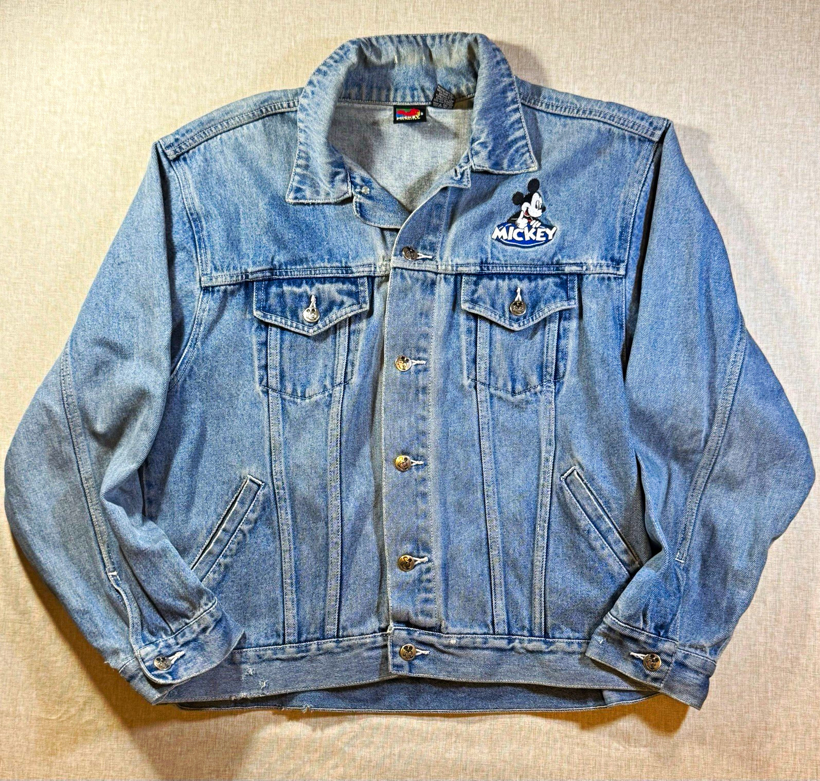 VTG 90s Disney Mickey Unlimited Denim Jacket Embroidered Jerry Leigh Trucker L VTG 90s Disney Mickey Unlimited Denim Jacket Embroidered Jerry Leigh Trucker L