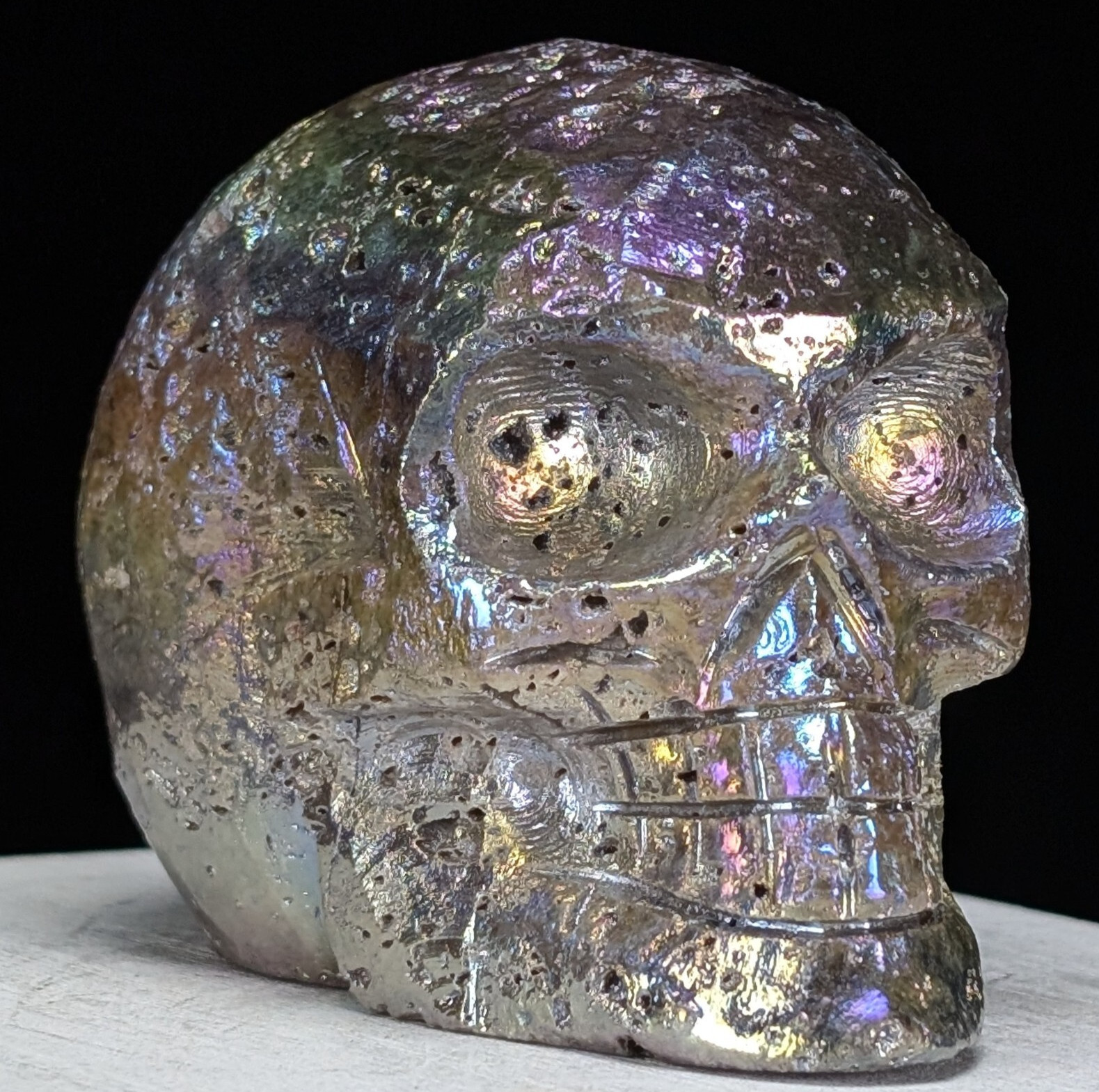 Sphalerite Skull Carving Aura Coated Large Big Crystal Chakra Gemstone Mineral