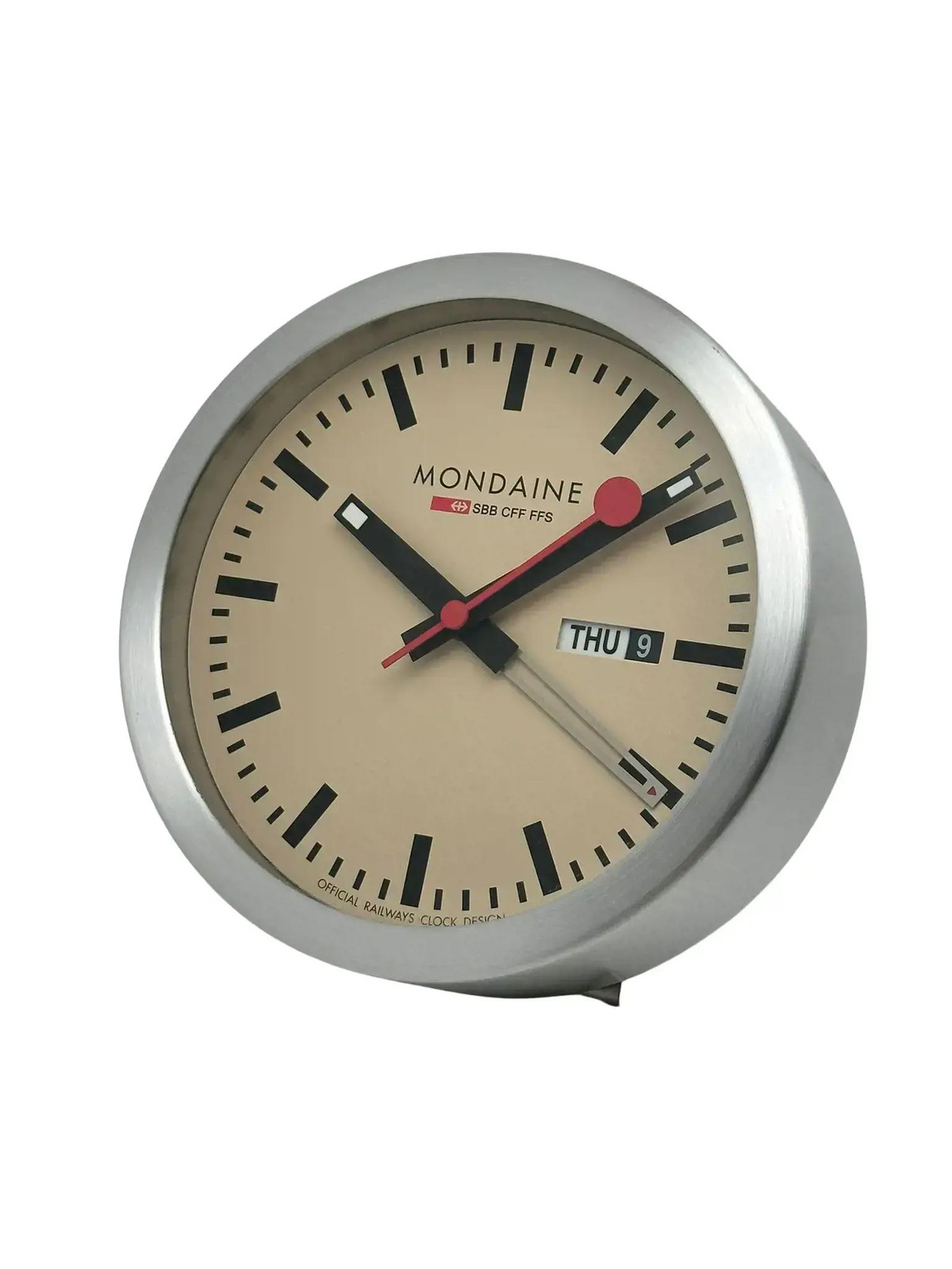 Mondaine Aluminum White Dial Wall & Desk Clock A997.MCAL.16SBB