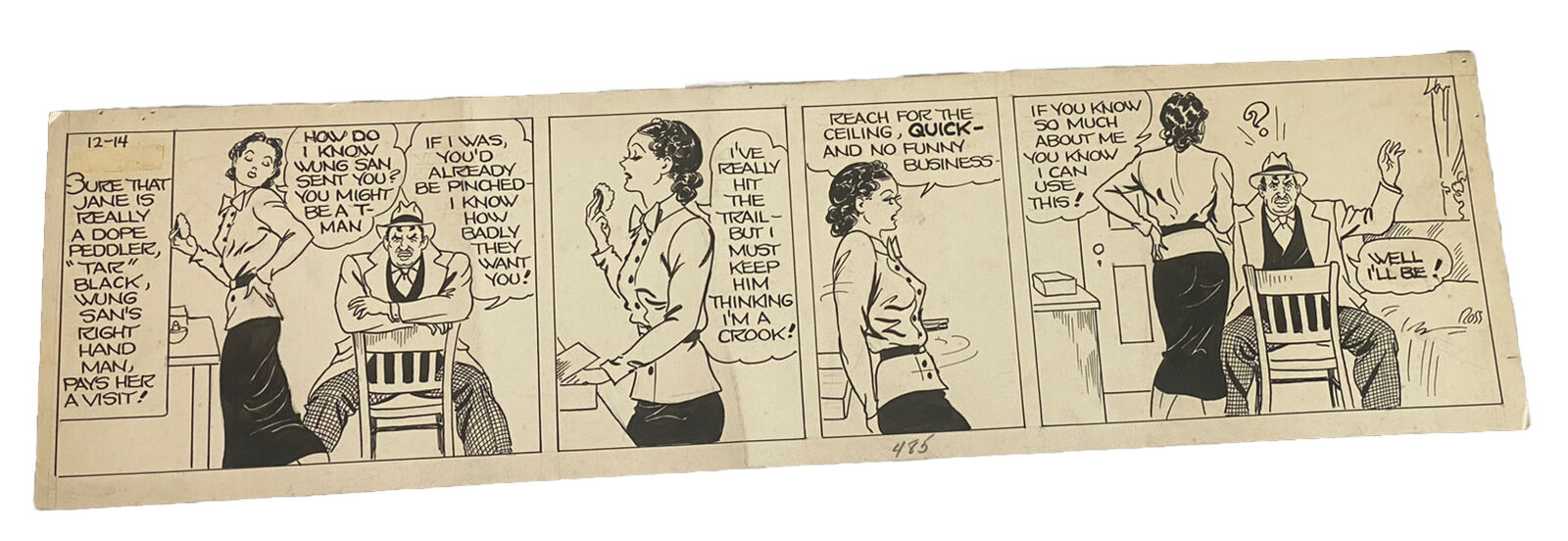 1930’s Jane Arden By Ross Original Comic Art Newspaper Strip VINTAGE ✅ RARE 22X6