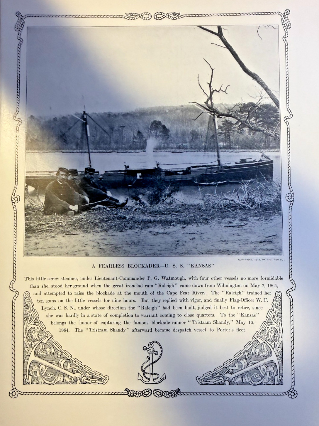 1912 Vintage Illustration Blockade Runner USS Kansas Civil War 1912 Vintage Illustration Blockade Runner USS Kansas Civil War