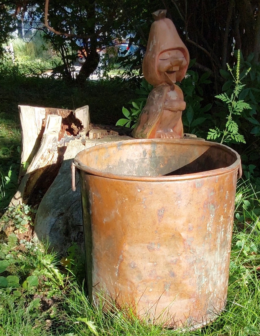 ANTIQUE PRIMITIVE PROHIBITION BEER BAR WHISKY STILL COPPER BOILER POT Patina Old ANTIQUE PRIMITIVE PROHIBITION BEER BAR WHISKY STILL COPPER BOILER POT Patina Old