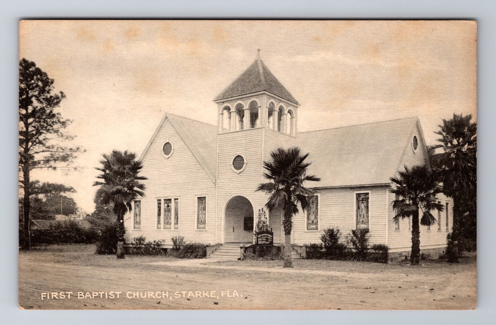 Starke FL-Florida, First Baptist Church, Antique Vintage Souvenir Postcard