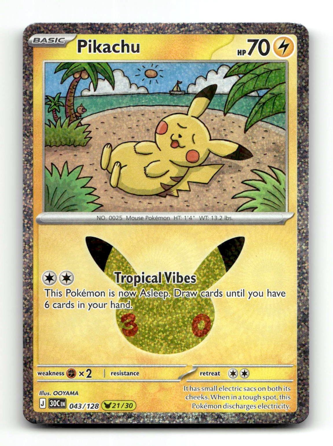Pikachu Holofoil NM EN [30C - 043/128] Pokemon