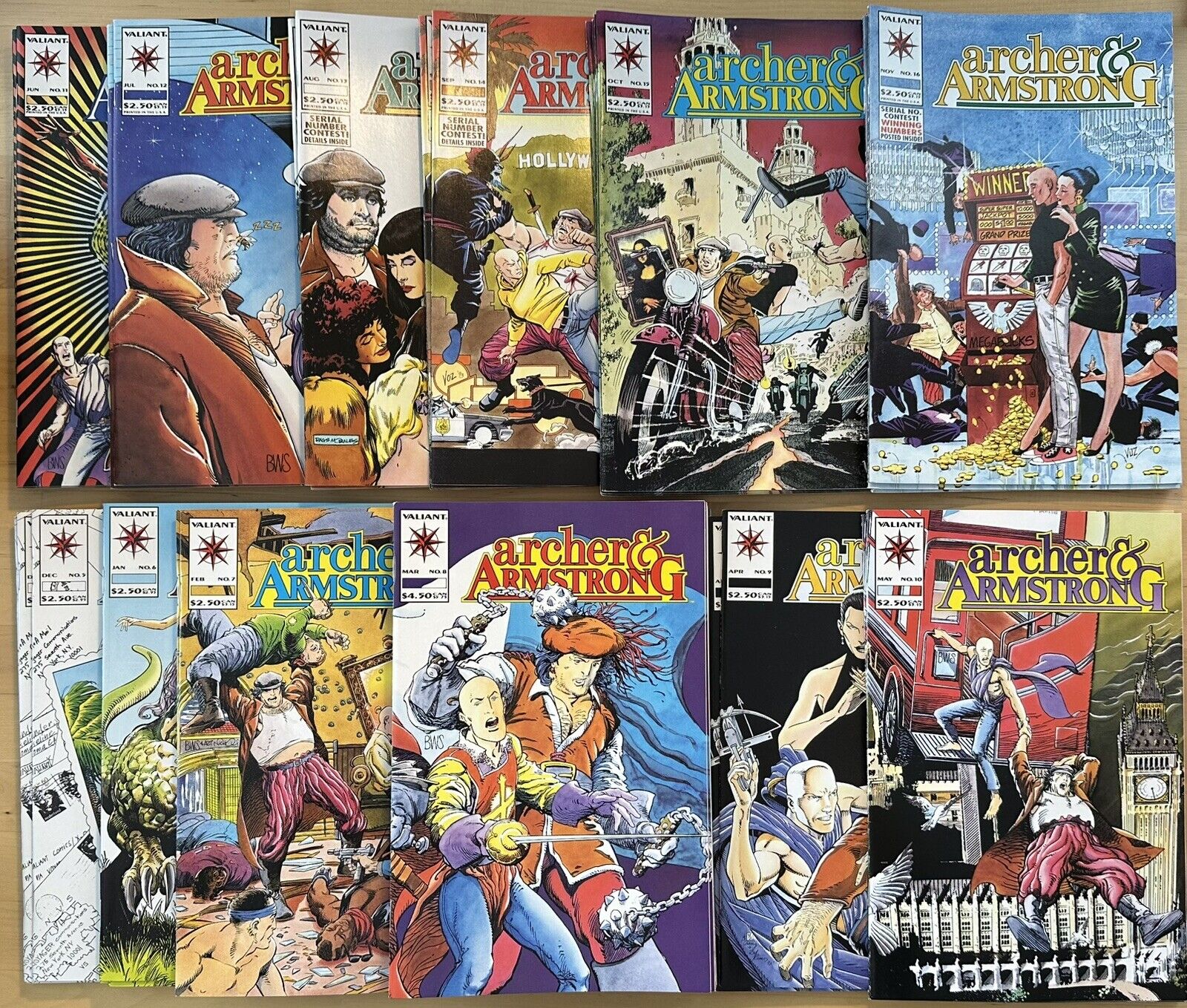 Early 1990\'s Modern Age Valiant Archer & Armstrong Comic Book Lot - 53 Comics