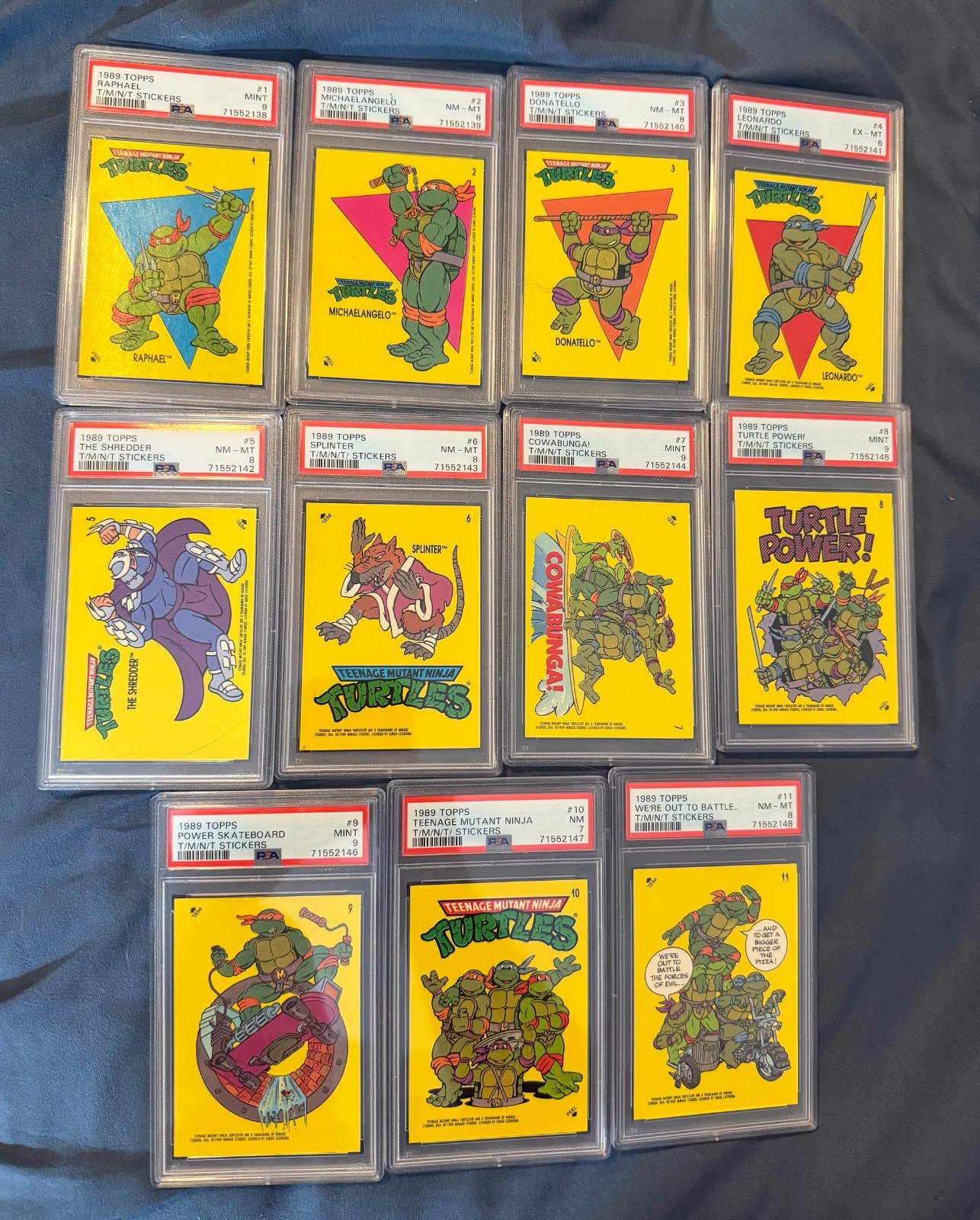 1989 TOPPS TEENAGE MUTANT NINJA TURTLES PSA Graded Sticker Complete Set 1989 TOPPS TEENAGE MUTANT NINJA TURTLES PSA Graded Sticker Complete Set