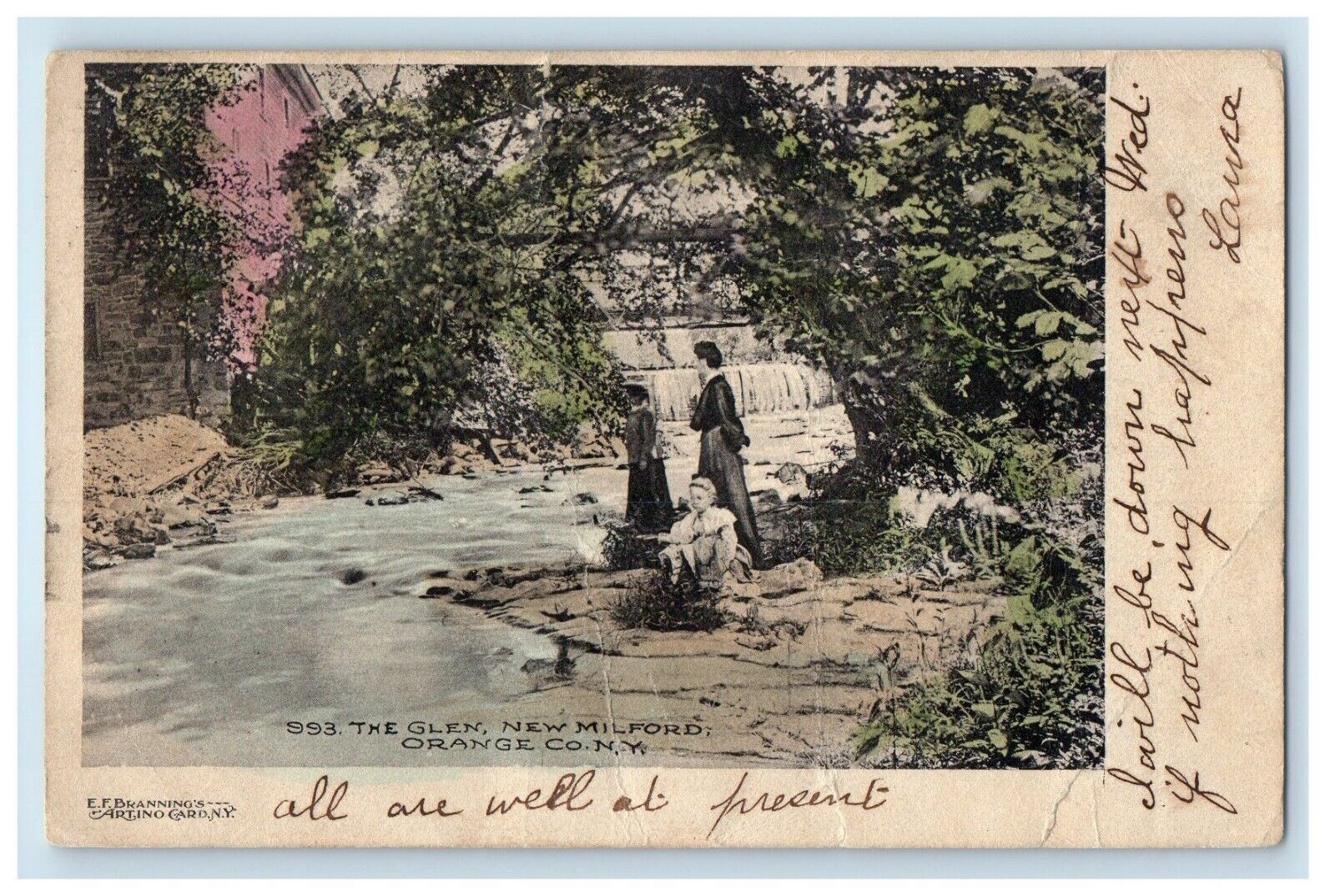 1906 The Glen New Milford Orange County New York NY Posted Antique Postcard
