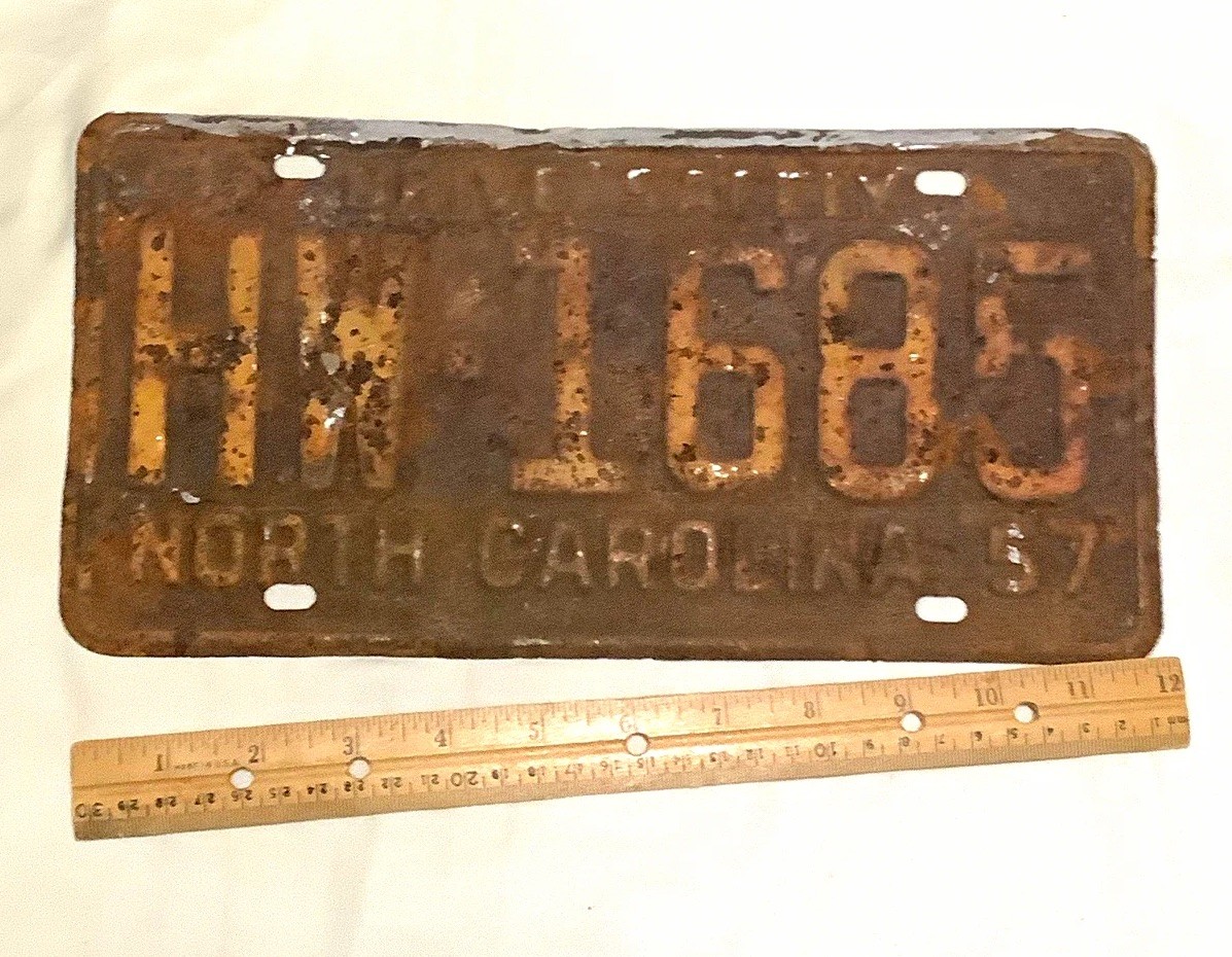 Vintage 1957 North Carolina State License Plate Tag Vintage 1957 North Carolina State License Plate Tag