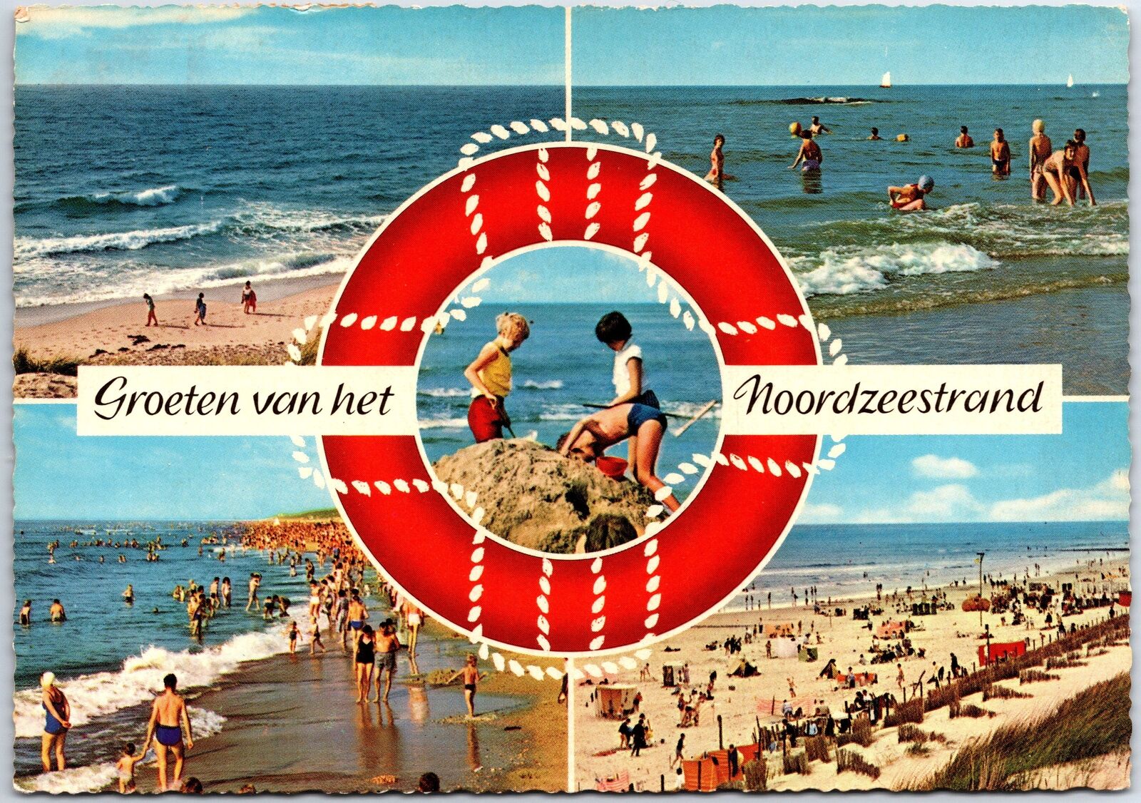 VINTAGE CONTINENTAL SIZE POSTCARD (5) VIEWS TEXEL BEACH ON THE NORTH SEA HOLLAND