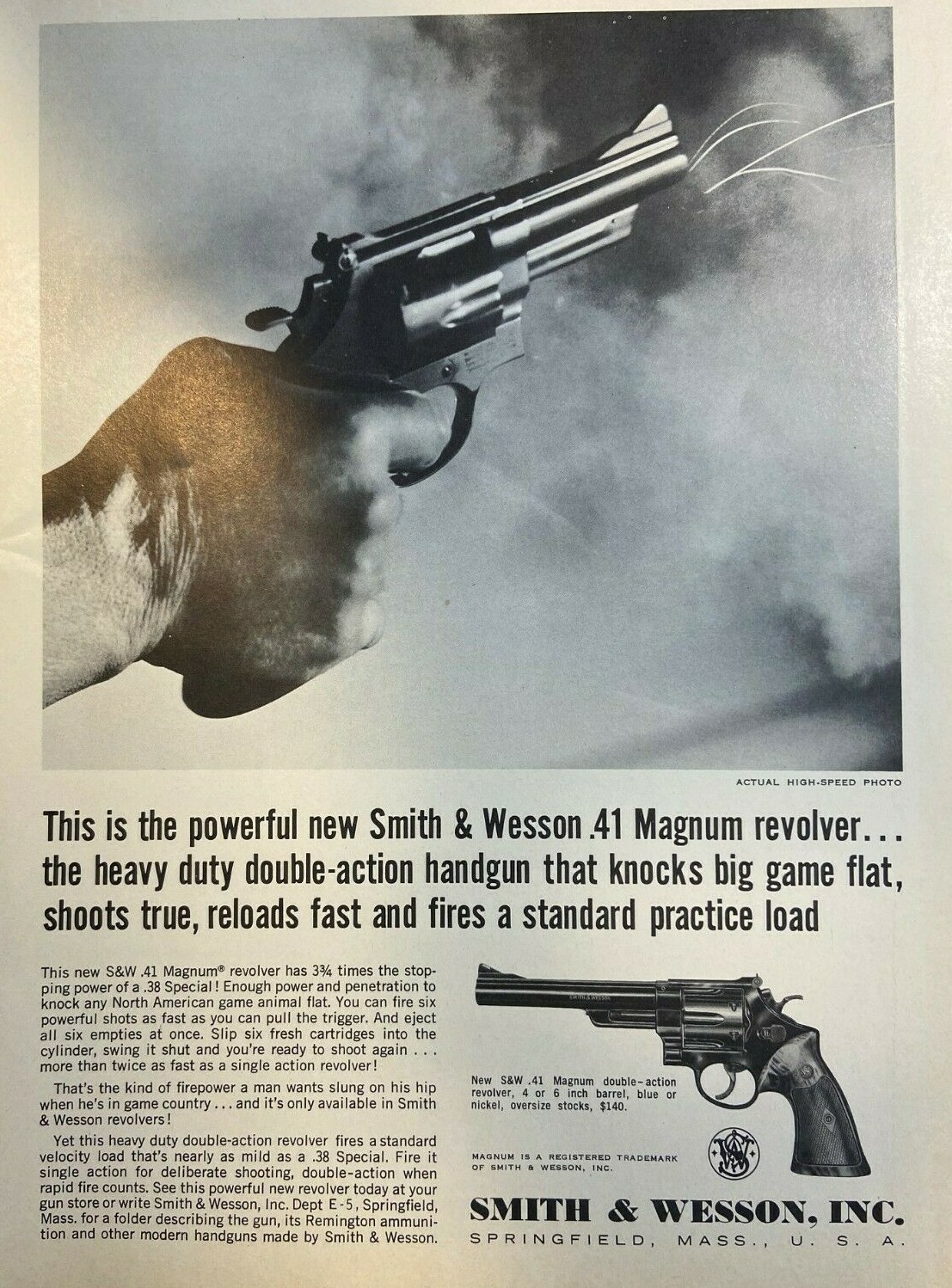 1964  Advertisement Smith & Wesson .41 Magnum Revolver
