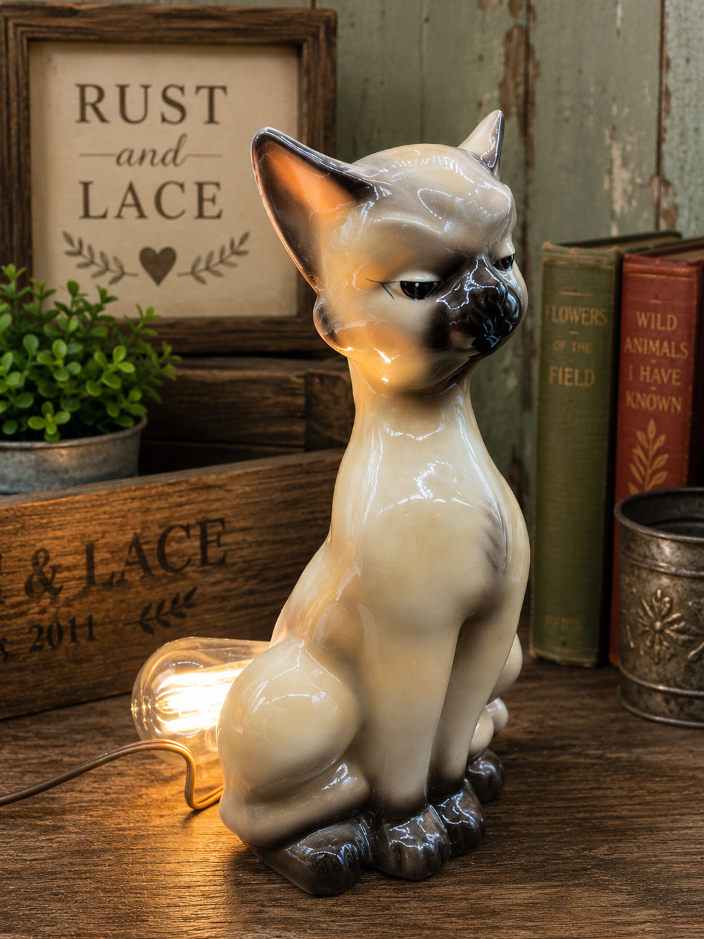 Vintage 1950s Maddux California Siamese Cat TV Lamp MCM Ceramic Working 12\ Vintage 1950s Maddux California Siamese Cat TV Lamp MCM Ceramic Working 12\
