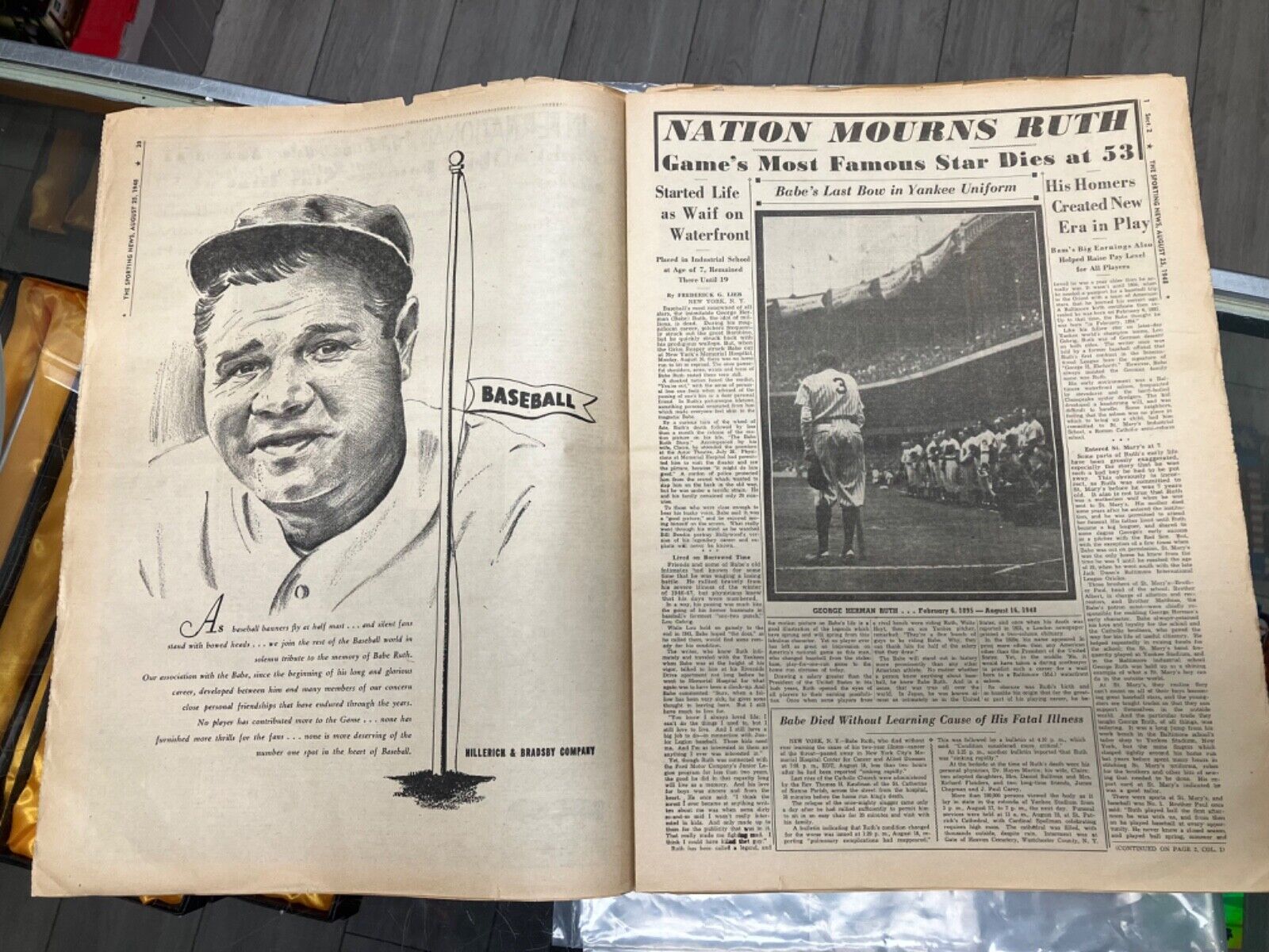 the SPORTING NEWS , Special BABE RUTH section , august 25 1948 , complete