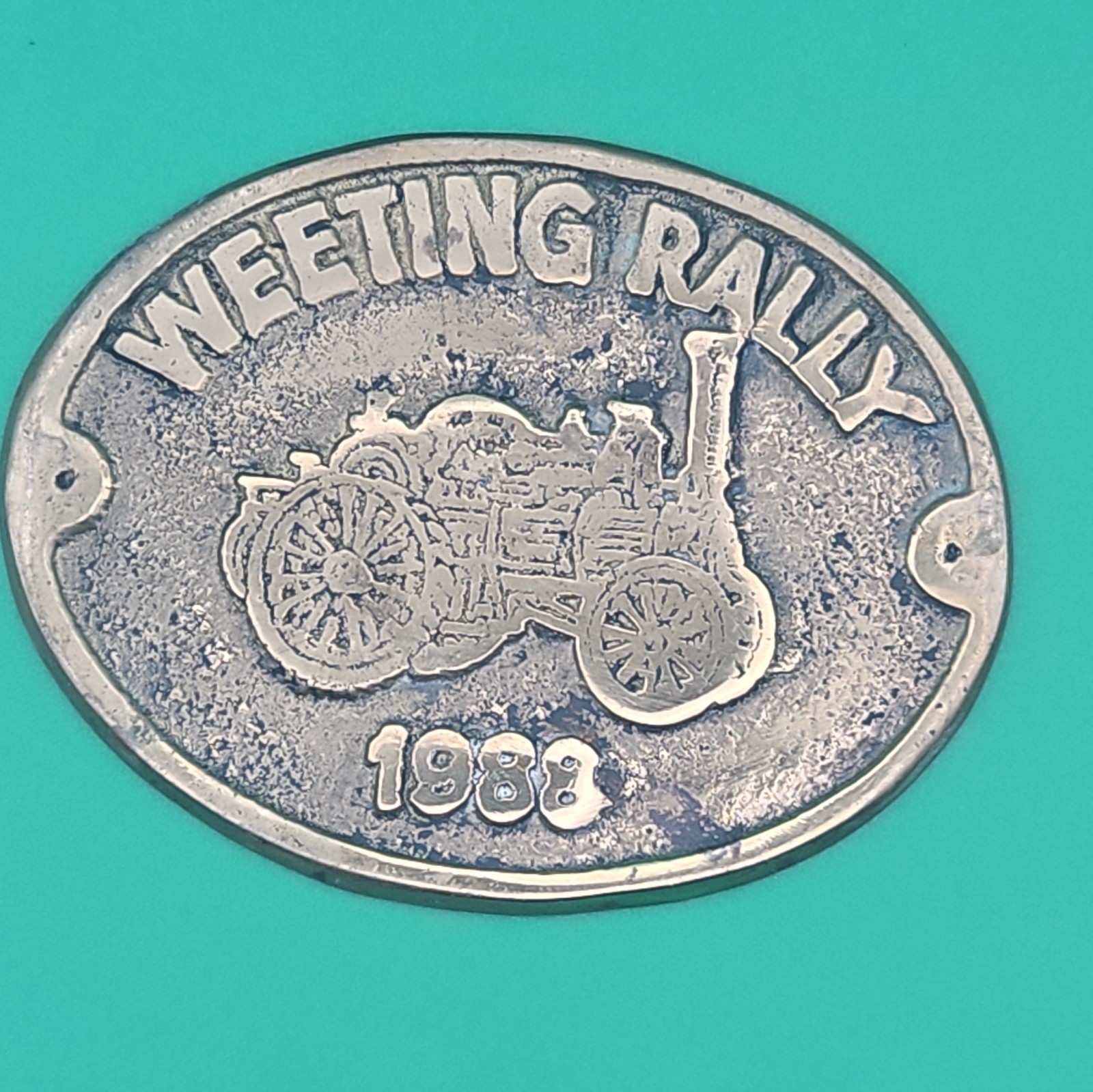 Vintage Weeting Steam Rally 1988 Brass Plaque / Medallion / Badge