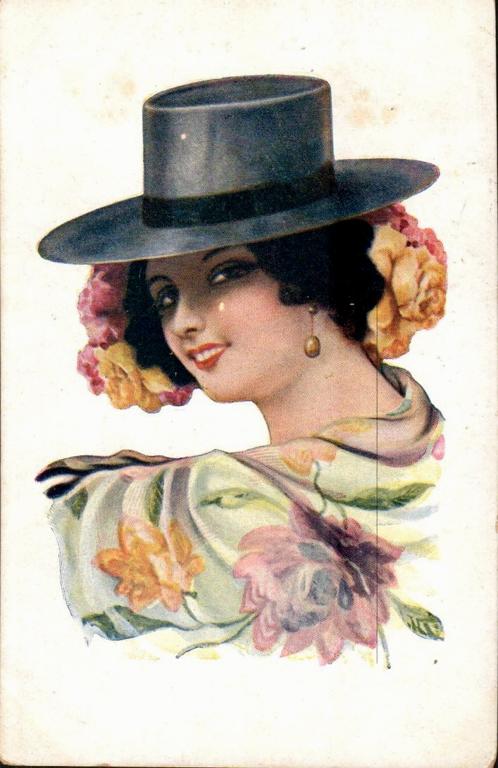 Lady in a Hat with Earring - Vintage Artist Postcard Lady in a Hat with Earring - Vintage Artist Postcard