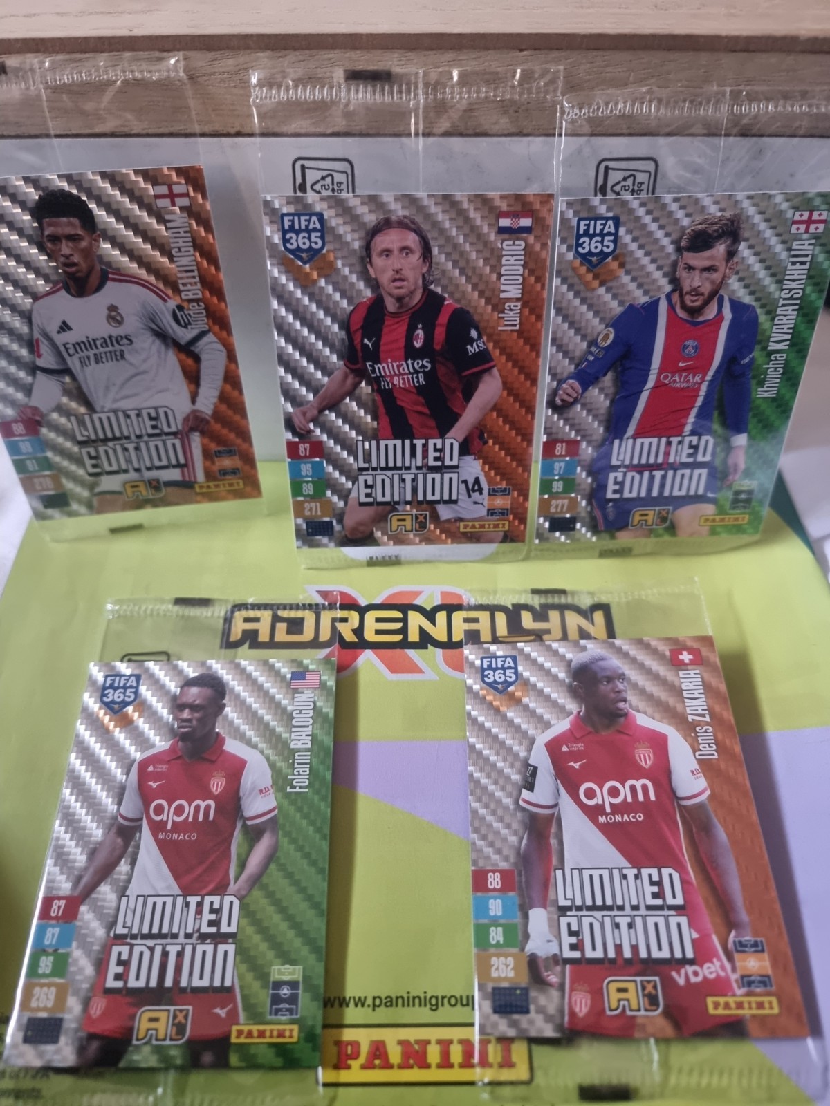 Panini FIFA 365 Adrenalyn XL Lot 5 Cards Limited Edition Bellingham Modrić..