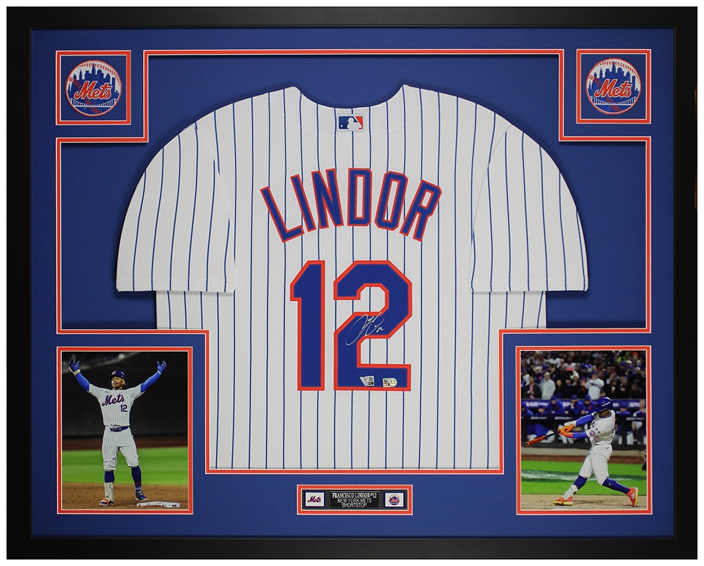 Francisco Lindor Autographed & Framed White New York Jersey Beckett Certified