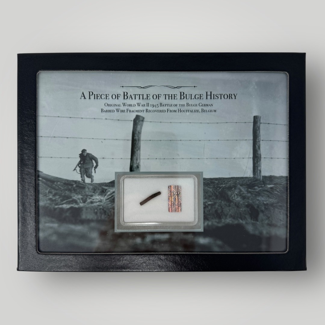 WWII 1945 Battle of the Bulge German Barbed Wire 82nd Airborne Relic Display COA