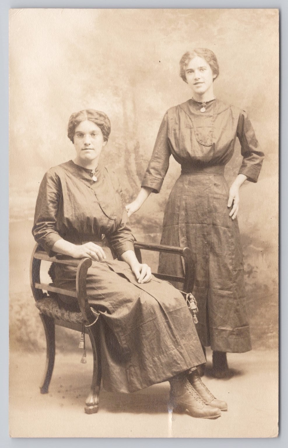RPPC Two Young Women Portrait Studio Photo Postcard 1900s Fashion Sent RPPC Two Young Women Portrait Studio Photo Postcard 1900s Fashion Sent