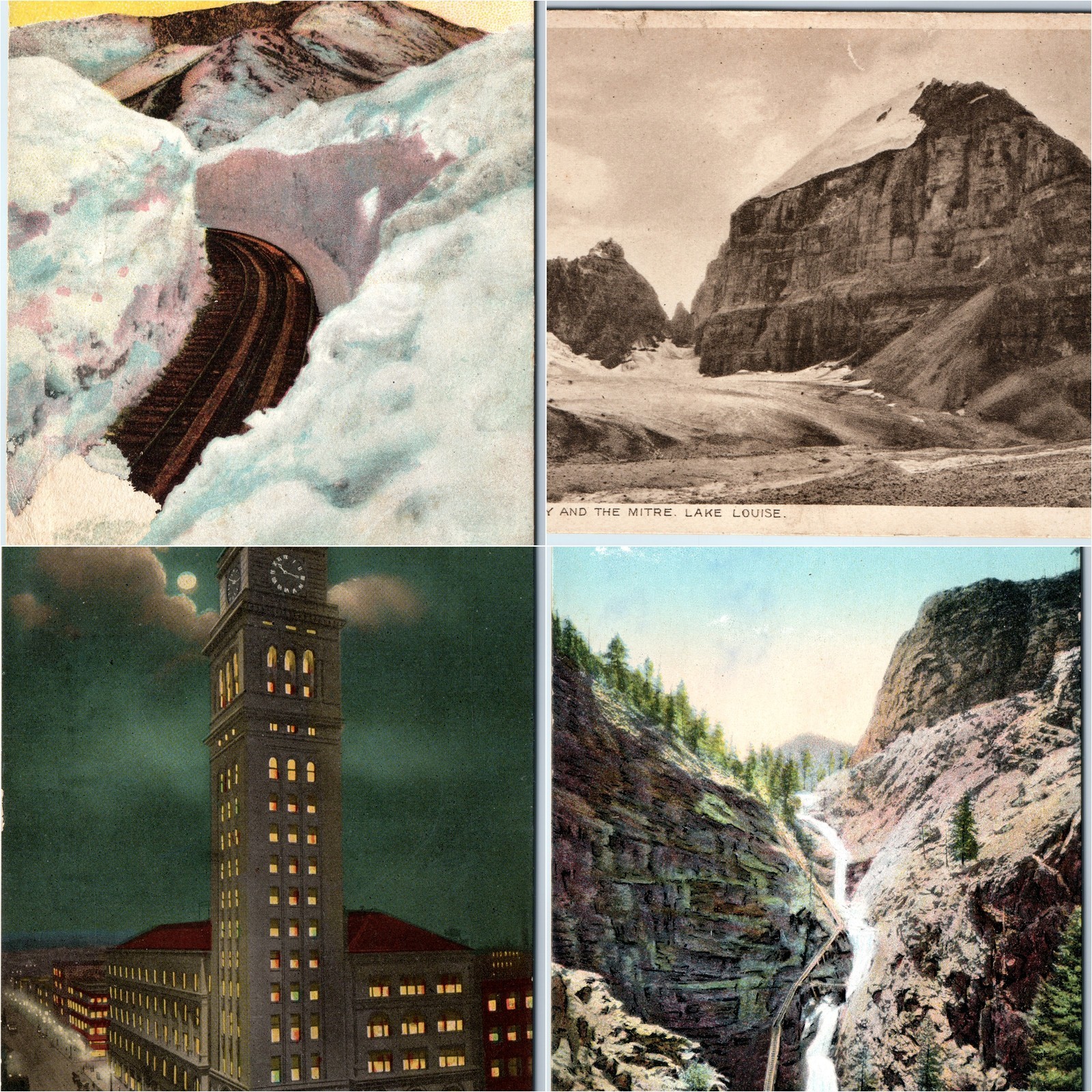 x4 LOT c1910s Colorado Pikes Peak Cog Daniels Fisher Tower Seven Falls Postcards x4 LOT c1910s Colorado Pikes Peak Cog Daniels Fisher Tower Seven Falls Postcards