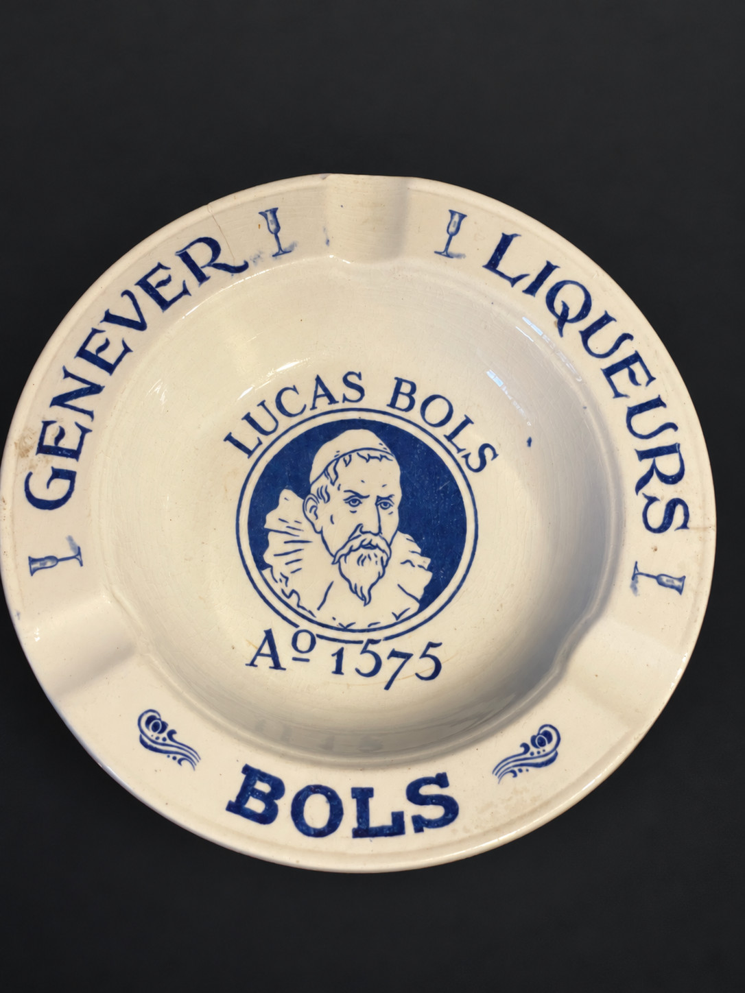 Bols Lucas Bols Genever Liqueurs Ceramic Ashtray Maastricht Holland Blue White