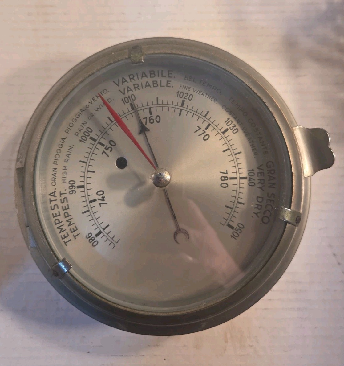 Vintage Italian Aneroid Barometer 8\ Vintage Italian Aneroid Barometer 8\