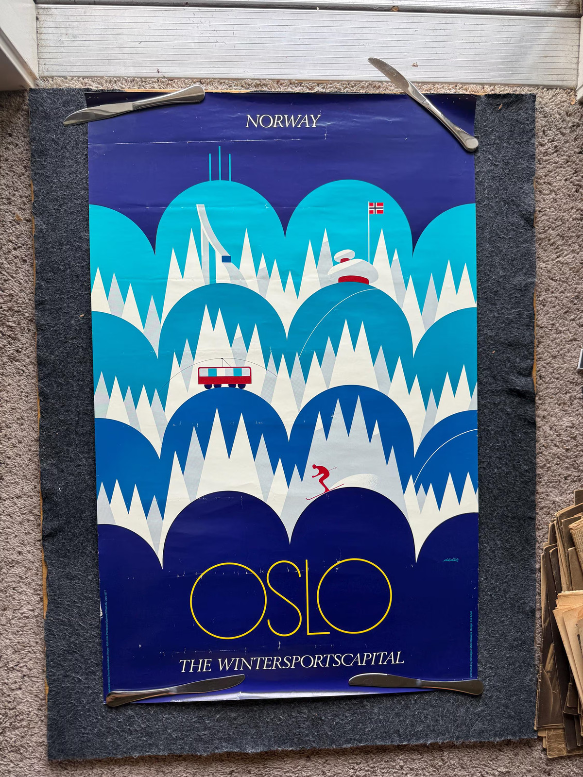 1970s Vintage Oslo Norway Travel Poster, Original Railroad Artwork 1970s Vintage Oslo Norway Travel Poster, Original Railroad Artwork