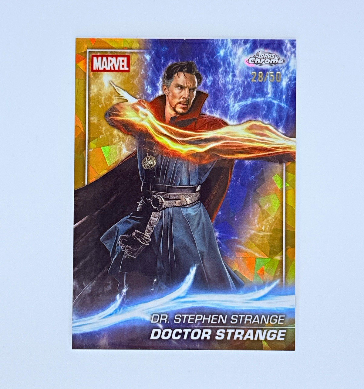 2025 Topps Chrome Marvel Studios Doctor Strange Gold Refractor #65 **/50** 2025 Topps Chrome Marvel Studios Doctor Strange Gold Refractor #65 **/50**