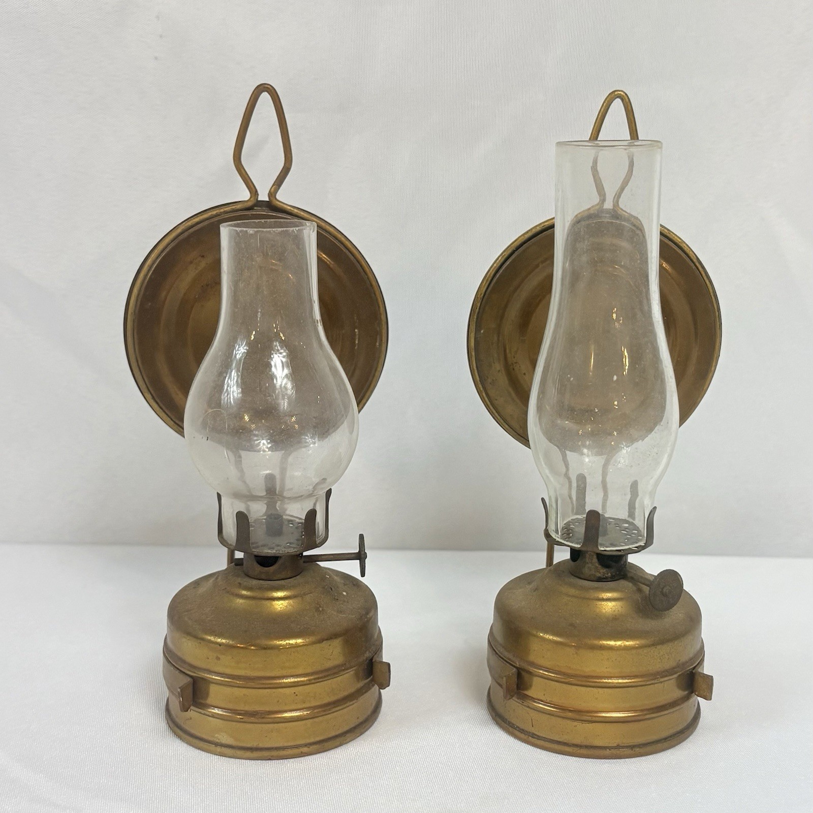 Vtg Mini Gold Brass Oil Lamps w/ Reflector Plates Kerosene Made In Germany READ Vtg Mini Gold Brass Oil Lamps w/ Reflector Plates Kerosene Made In Germany READ