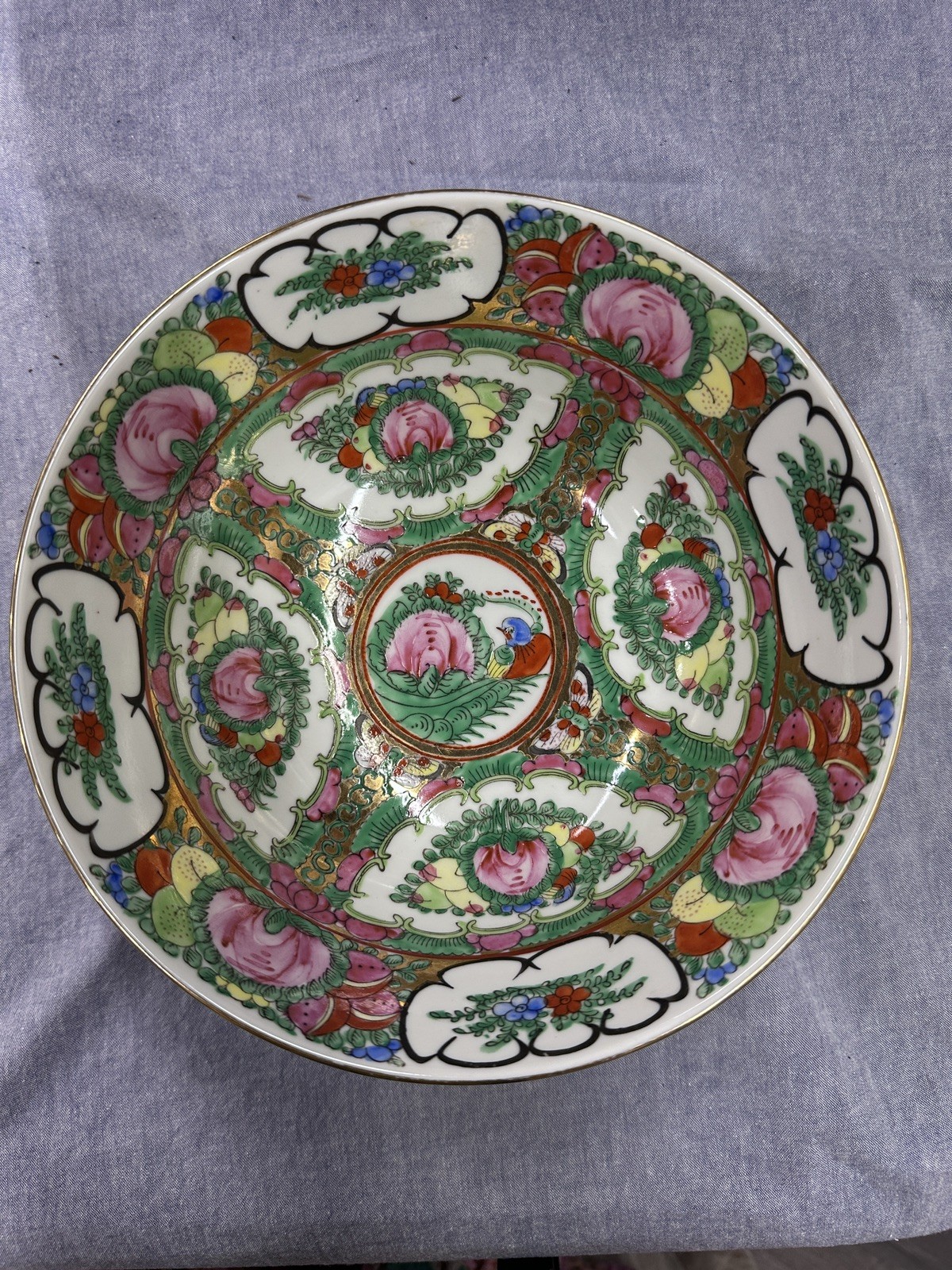 Vintage Handpainted Floral Bird Japanese Porcelain Bowl by YT Decorated in HK Vintage Handpainted Floral Bird Japanese Porcelain Bowl by YT Decorated in HK
