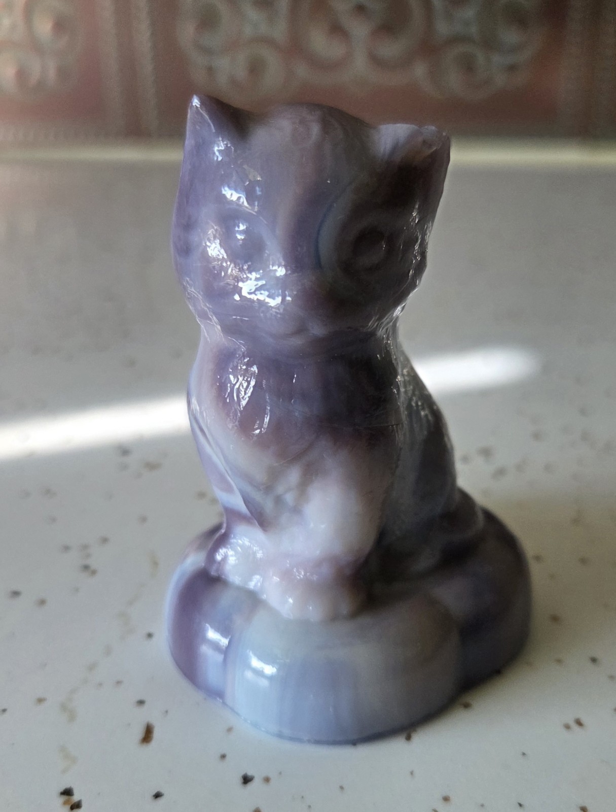 Vintage Boyd Glass Kitten on a Pillow Lavender & Lace Purple Slag *READ* Vintage Boyd Glass Kitten on a Pillow Lavender & Lace Purple Slag *READ*