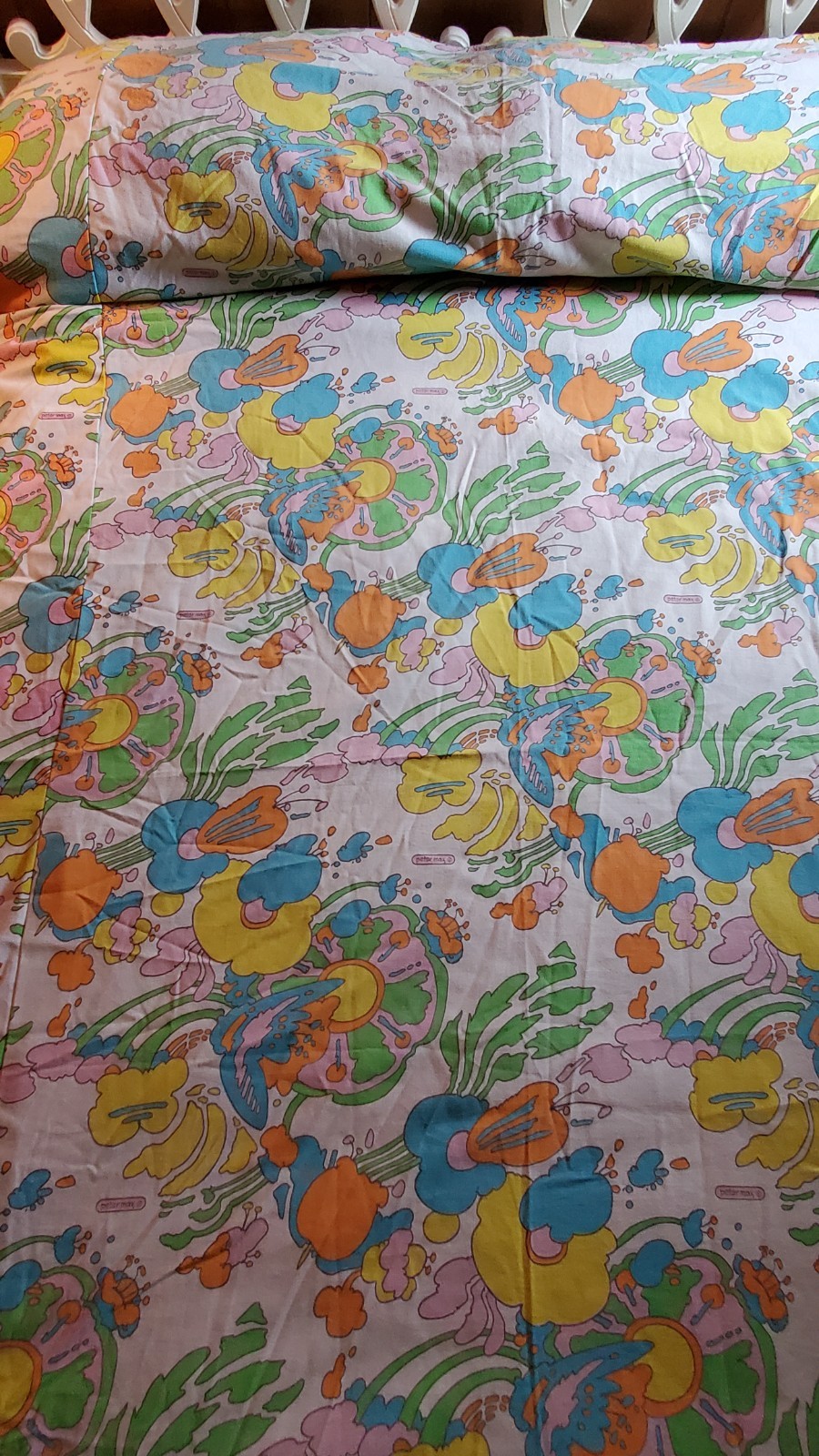 Rare PAIR Peter Max Twin Bedspreads Textile Vintage Cosmic Psychedelic No.111