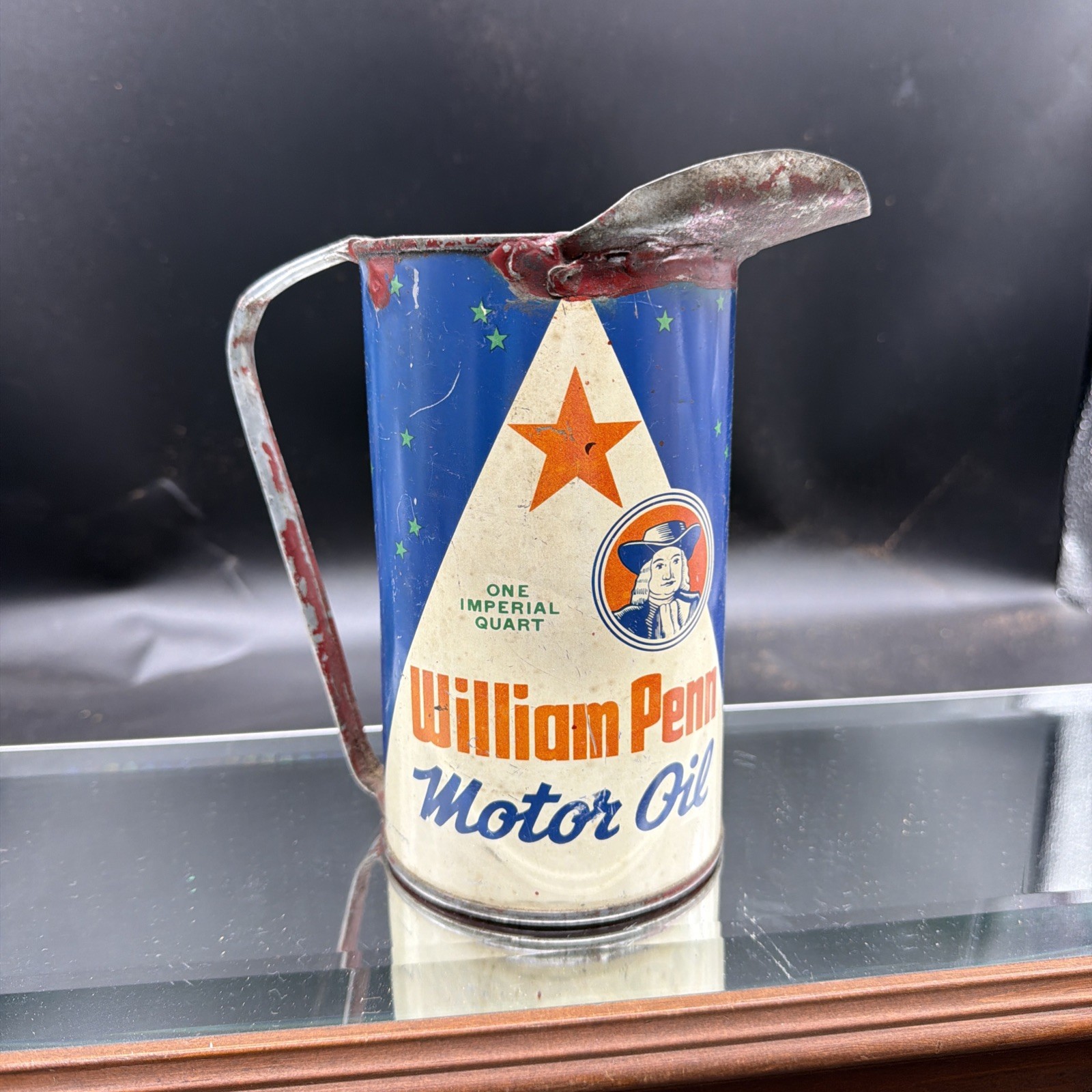 Rare Folk Art Pitcher Vintage Wm Penn William Penn Motor Oil Can Make Do Can Rare Folk Art Pitcher Vintage Wm Penn William Penn Motor Oil Can Make Do Can