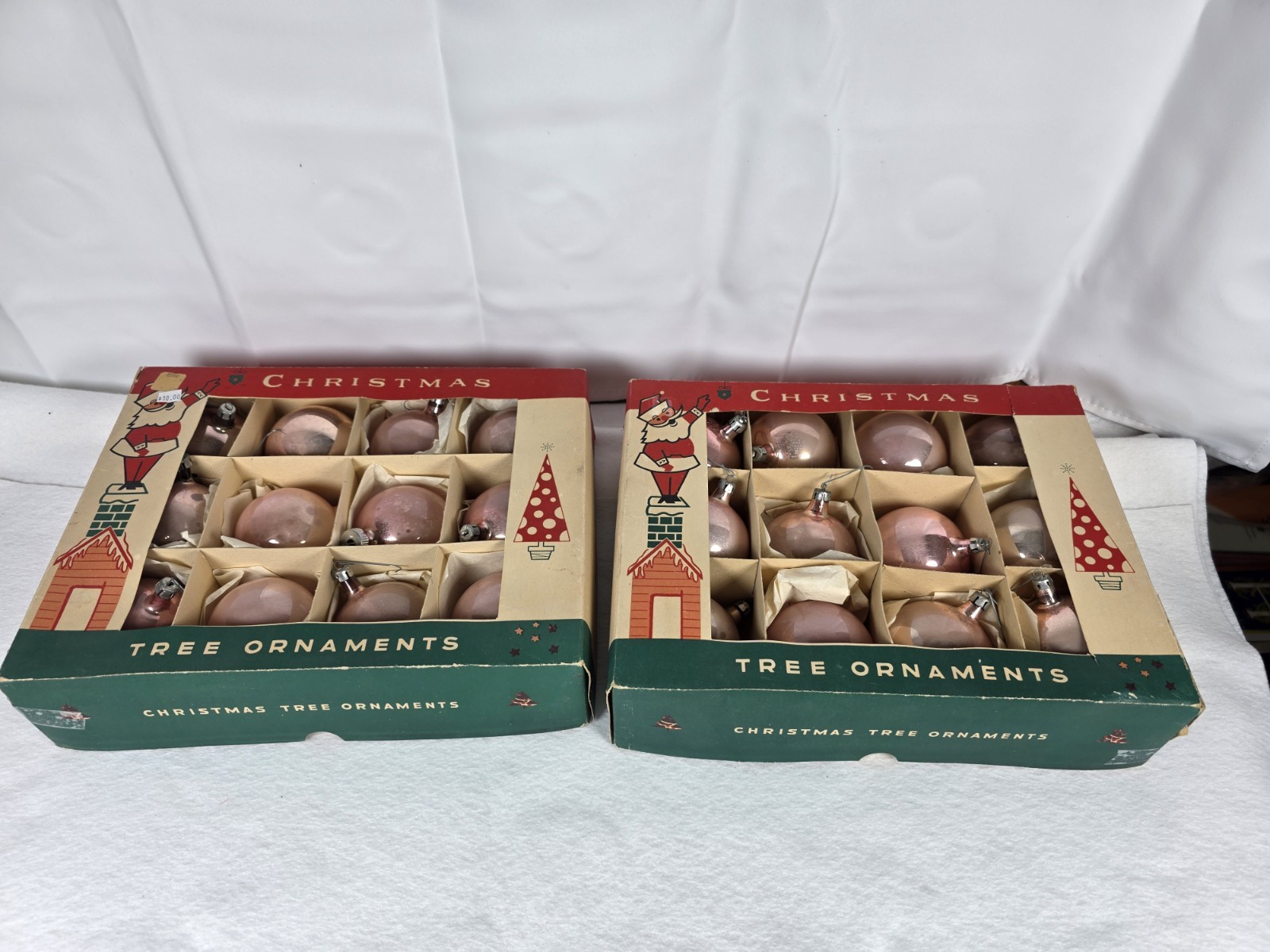 Vintage Fantasia Brand Pink Glass Christmas Ornaments Poland 2 Boxes Shiny Brite Vintage Fantasia Brand Pink Glass Christmas Ornaments Poland 2 Boxes Shiny Brite