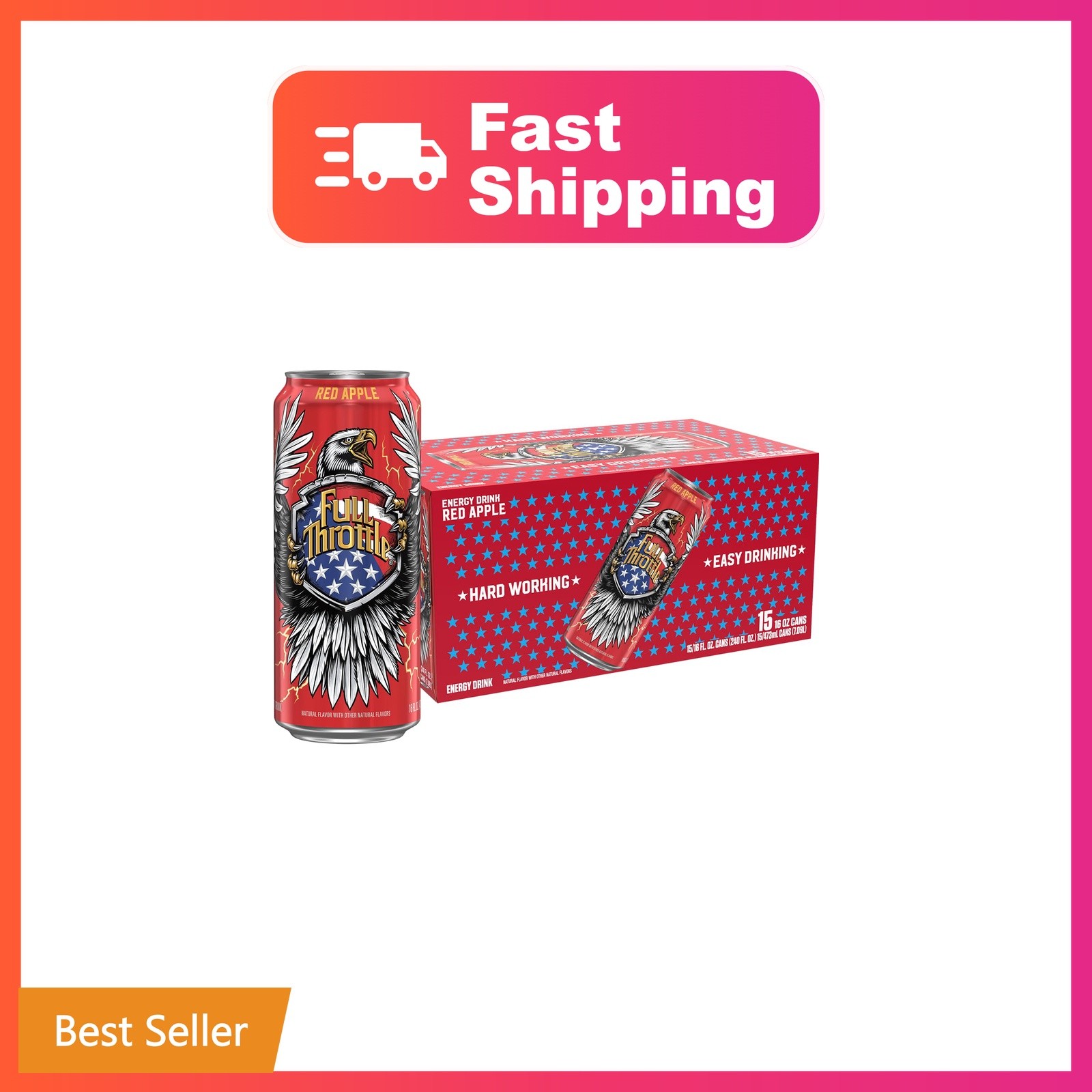 Full Throttle Red Apple: Hard-Working Energy Drink. 16 Fl oz (Pack of 15) Full Throttle Red Apple: Hard-Working Energy Drink. 16 Fl oz (Pack of 15)