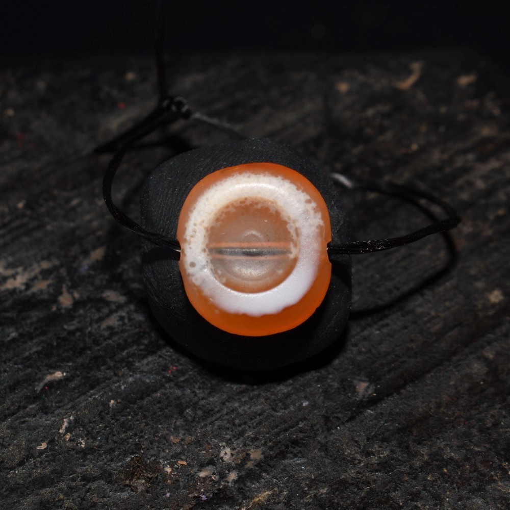 Ancient Tibetan Luk Mik Goat Eye Agate Bead Natural Banded One Eye Dzi  Amulet