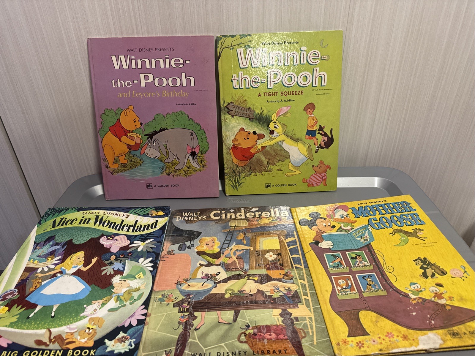 Vintage Walt Disney Golden Book Set Of 5 Immaculate Condition 