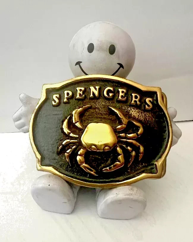 SPENGERS FISH GROTTO BERKELEY RARE VINTAGE BRASS BELT BUCKLE SPENGERS FISH GROTTO BERKELEY RARE VINTAGE BRASS BELT BUCKLE