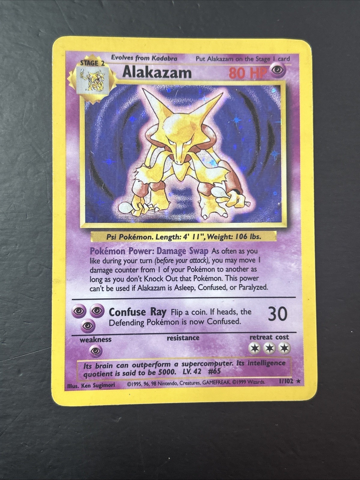 1999 Pokemon Base Set #001/102 Alakazam