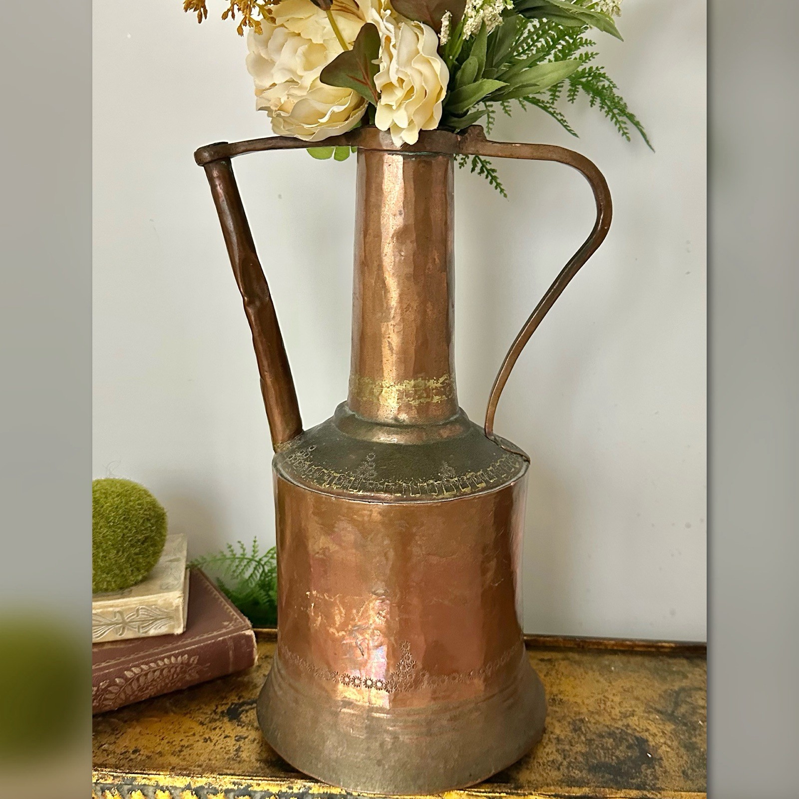 Antique Copper / Tin Watering Can Primitive Country Rustic Decorative Antique Copper / Tin Watering Can Primitive Country Rustic Decorative