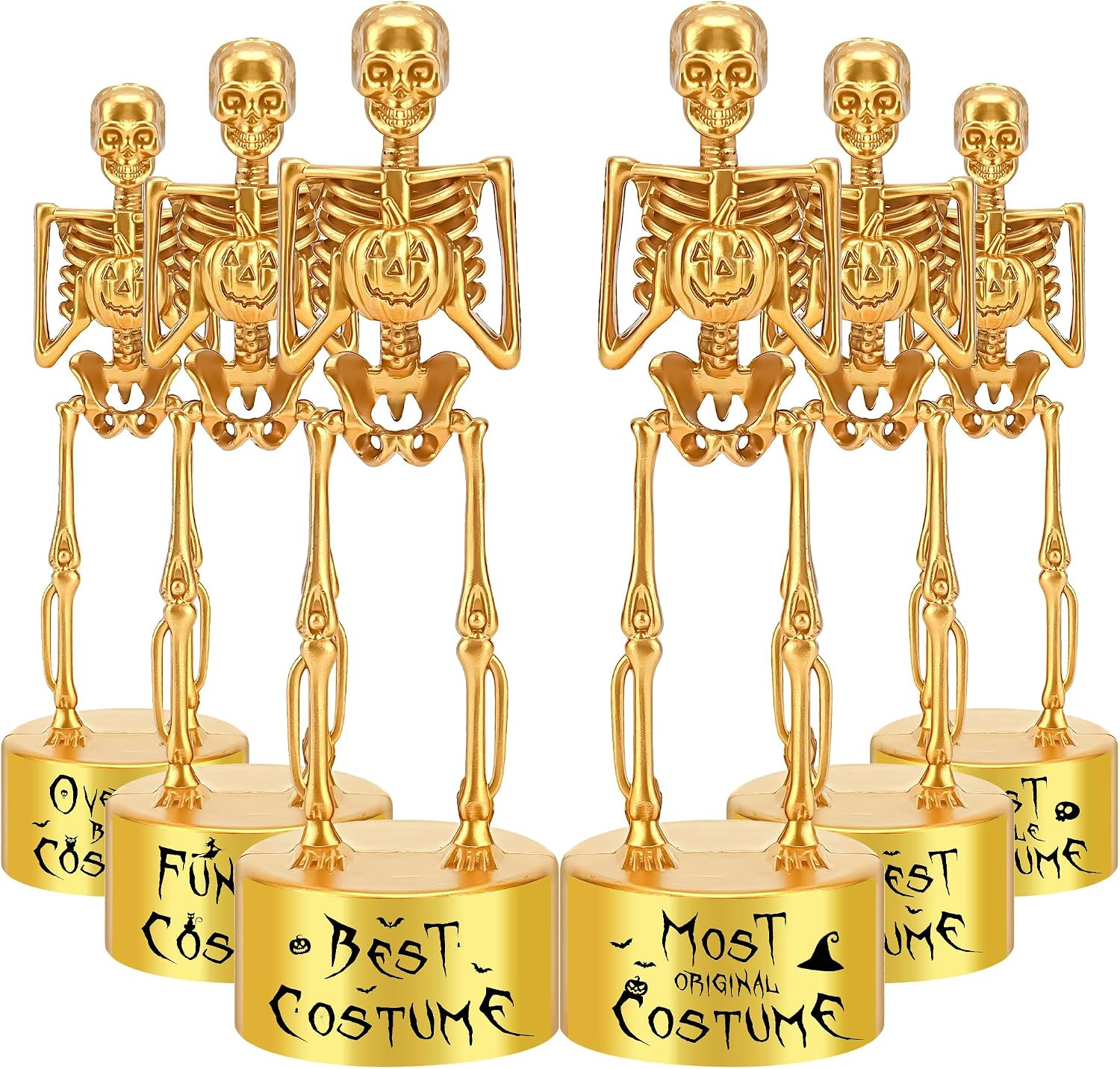 6 Pack Halloween Trophies Best Costume Skeleton Trophies Contest Plastic Gold Aw