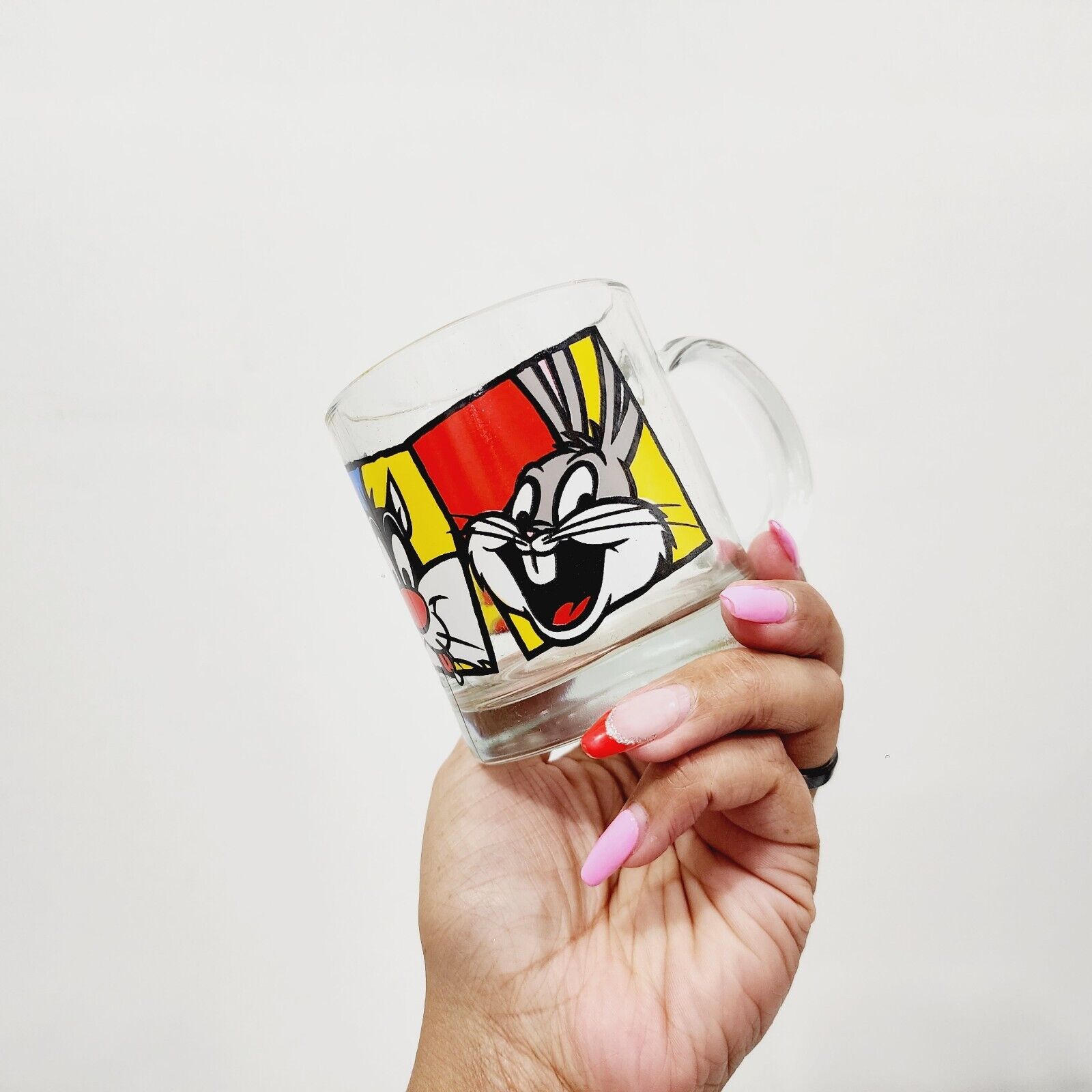 Vintage 1994 Anchor Hocking Warner Bros Looney Tunes Glass Mugs Cups Set of 4