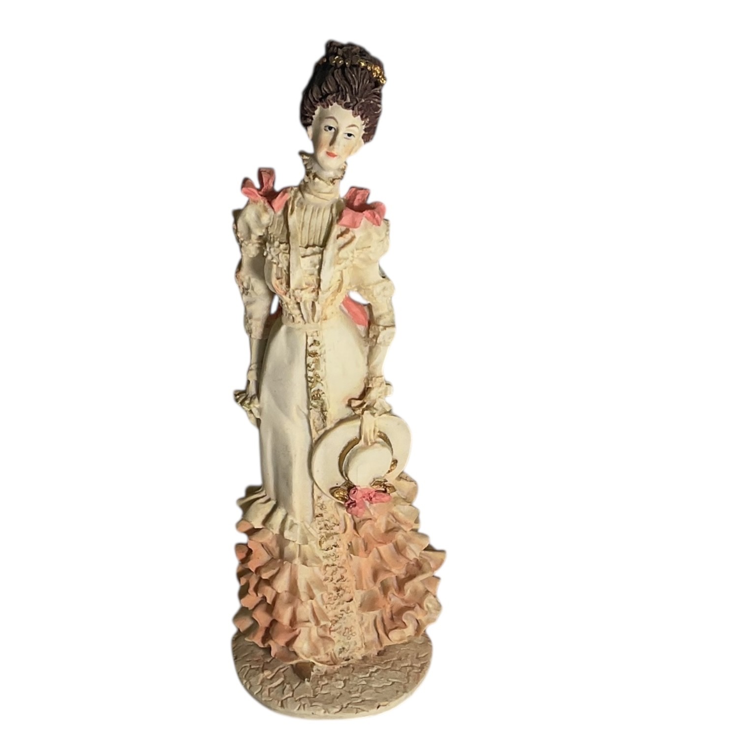 Artmark Marlo Collection Victorian Lady Figurine Holding Hat Hand Painted Resin