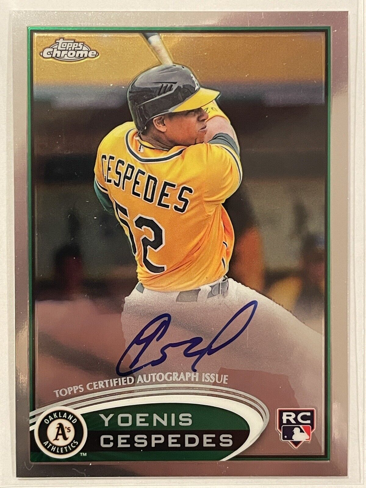 2012 Topps Chrome Yoenis Cespedes Rookie Auto RC #180 Baseball Oakland Athletics