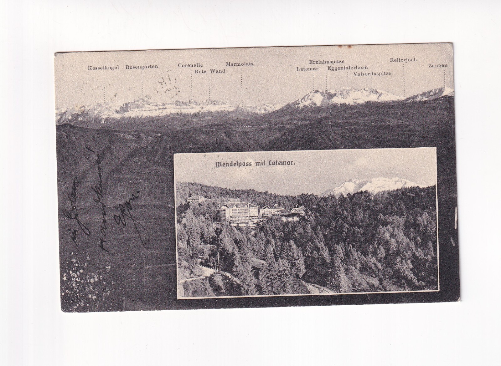 D7440) AK MENDEL near Bolzano - MENDELPASS Latemar Hotel Mountains 1913... D7440) AK MENDEL near Bolzano - MENDELPASS Latemar Hotel Mountains 1913...