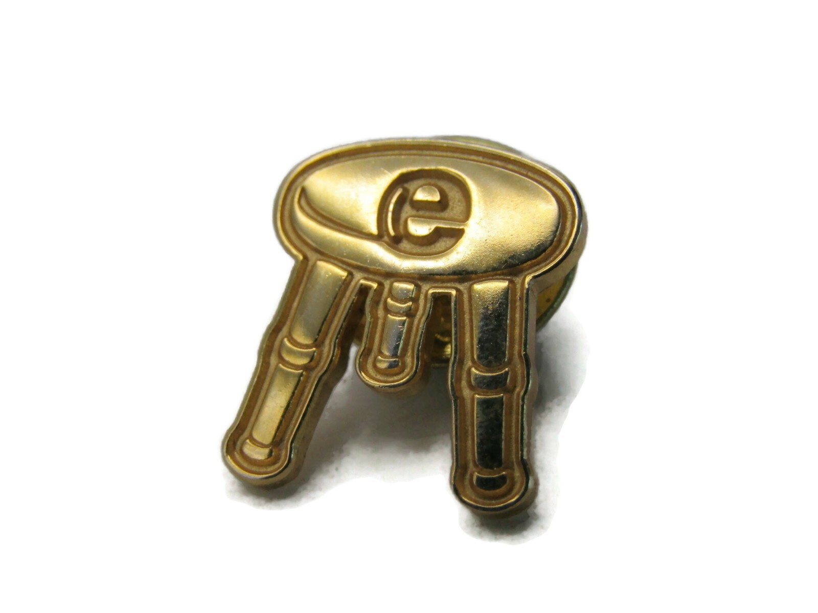 Vintage E*TRADE Financial Logo Lapel Pin Gold Tone Metal Key Shape Letter E Tack Vintage E*TRADE Financial Logo Lapel Pin Gold Tone Metal Key Shape Letter E Tack