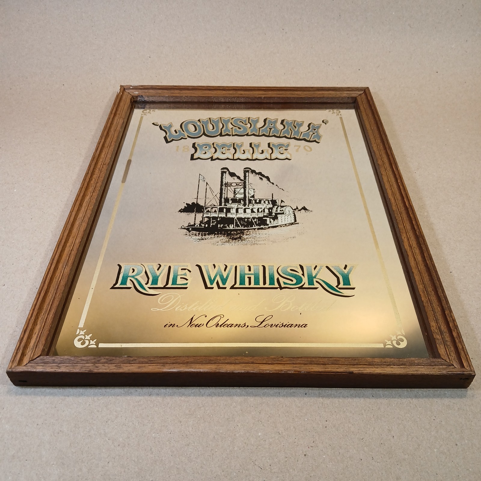 Louisiana Belle Rye Whiskey Bar Mirror 16x12 in 1870 Vintage Ad Sign New Orleans Louisiana Belle Rye Whiskey Bar Mirror 16x12 in 1870 Vintage Ad Sign New Orleans