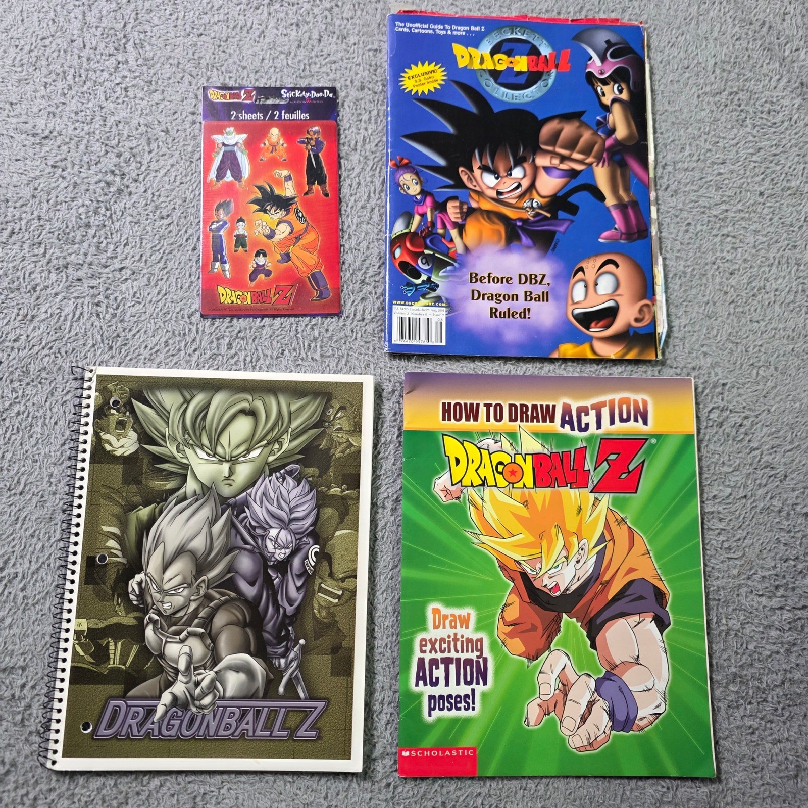 Dragon Ball Z Unisex OS Stationery Lot Notebook Magazine Stickers Book Vintage