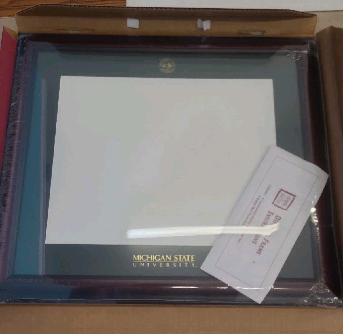 Michigan State University MSU Diploma Frame Green Mat Wood Framing Success...