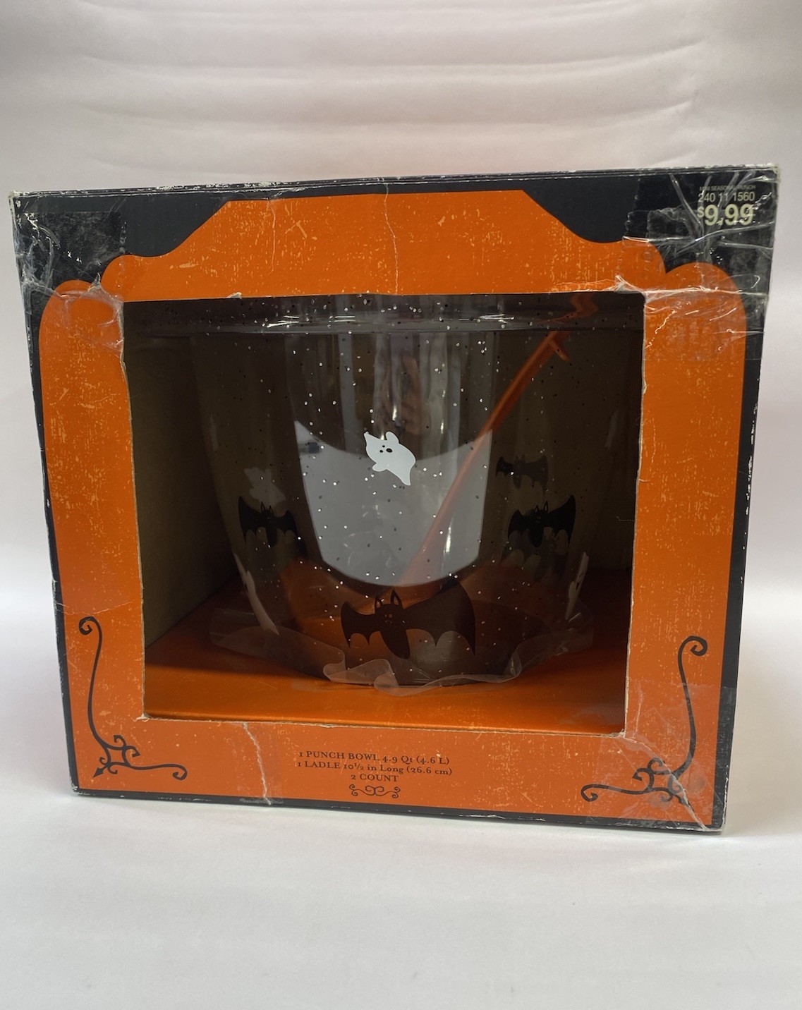 Vintage New 2007 TARGET Halloween Punch Bowl/Ladle Set Bats Glitter And Ghosts Vintage New 2007 TARGET Halloween Punch Bowl/Ladle Set Bats Glitter And Ghosts
