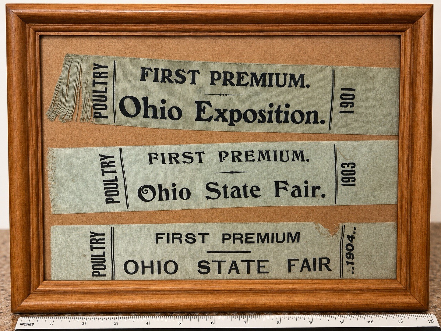 Antique 1901 1903 1904 Ohio State Fair Poultry First Premium Ribbons Framed Rare